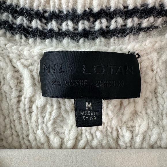 NILI LOTAN Nanette Sweater Pullover Knit Vest Ivory/Black SZ M - Picture 3 of 7